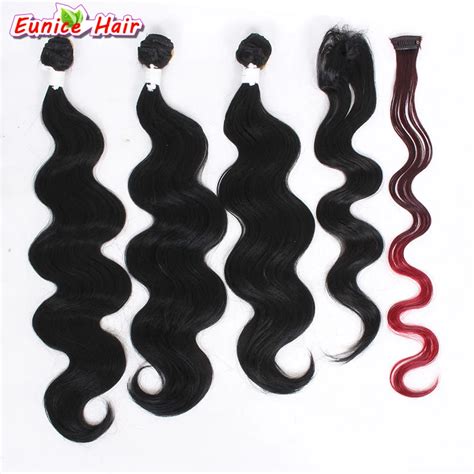 Tissage synthétique Body Wave noir naturel ombré Lot de 5 pièces