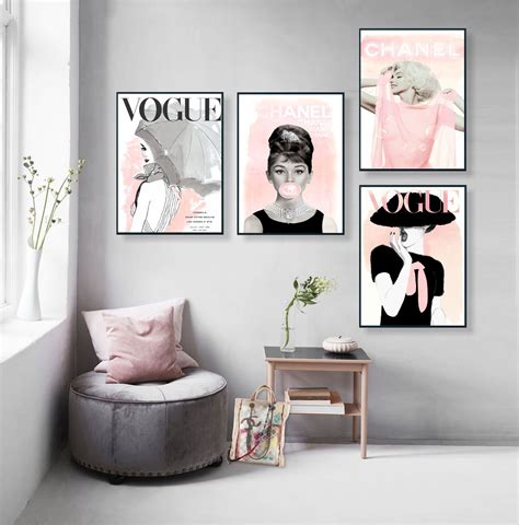 Vogue Posters Audrey Hepburn Print Set Of 4 Fashion Wall Art Vogue Cover Magazine Fashion