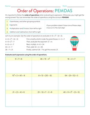 Order of Operations: PEMDAS | Interactive Worksheet | Education.com - Worksheets Library