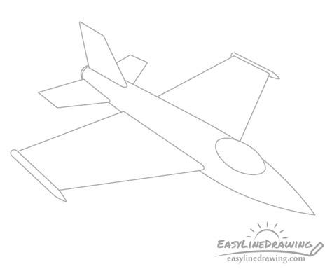 How to Draw a Fighter Jet Step by Step - EasyLineDrawing