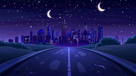 Premium Photo Asphalt Road Leading To A City Skyline At Night Background