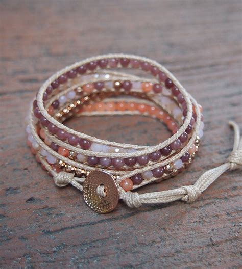 5 Times Wrap Bracelet Pink Crystal Beaded Mix Boho Etsy