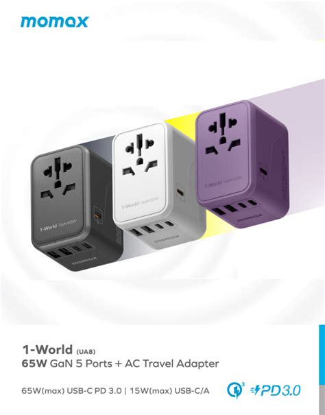 Price網購 Momax 1 World 65W GaN 方便式旅行插座 3色 UA8