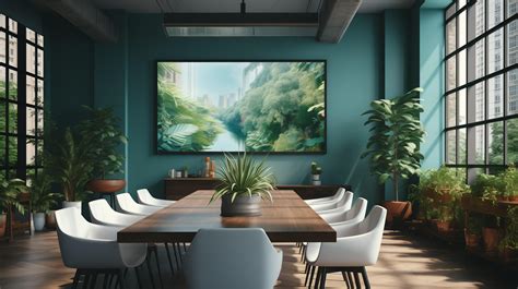 Ai Generated Conference Room With Blank Empty Tv Screen Monitor Mock