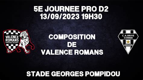 Pro D Valence Romans Brive Composition Du Vrdr Allezbriverugby