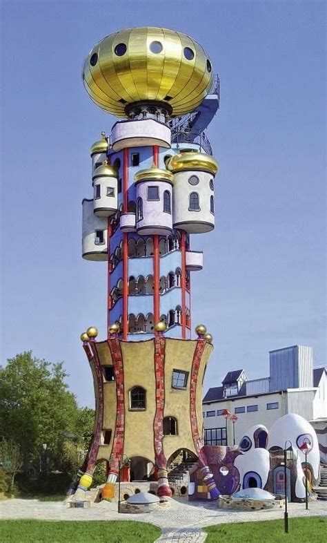 Kuchlbauer Tower by Austrian architect Friedensreich Hundertwasser (1928-1986): Built on the ...