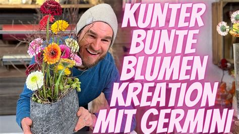 Kunterbunte Blumengesteck Idee mit Germini Blüten zum selber machen