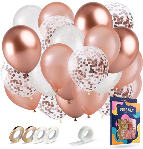 Fissaly Stuks Rose Goud Wit Chrome Helium Ballonnen Met Lint