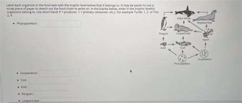 Solved Label Each Organism In The Food Web With The Trophic Level