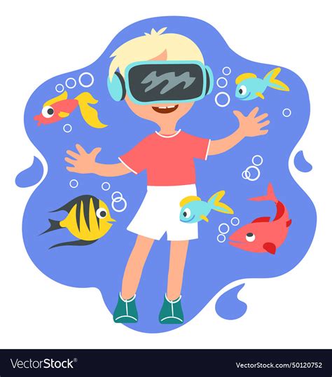 Kids virtual reality happy boy with vr glasses Vector Image