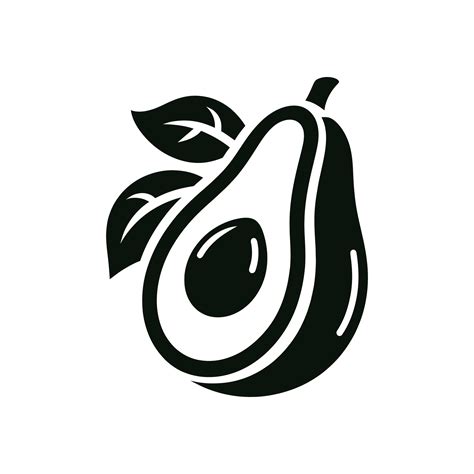 Black And White Avocado Clipart Ideal For Nutrition And Wellness