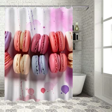 Fenyluxe Colorful Macaroons Pretty Shower Curtain Set Chic Modern