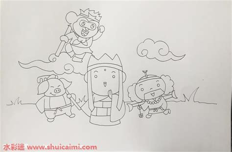 西游记唐僧师徒四人的简笔画q版 简笔画图片大全 普车都