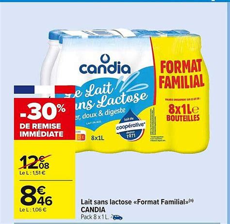 Promo Lait Sans Lactose Format Familial Candia Chez Carrefour Market