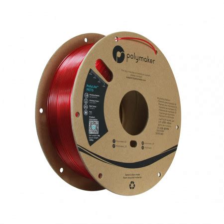 Filament Polymaker PolyLite PETG Translucent Red 3Dinbox