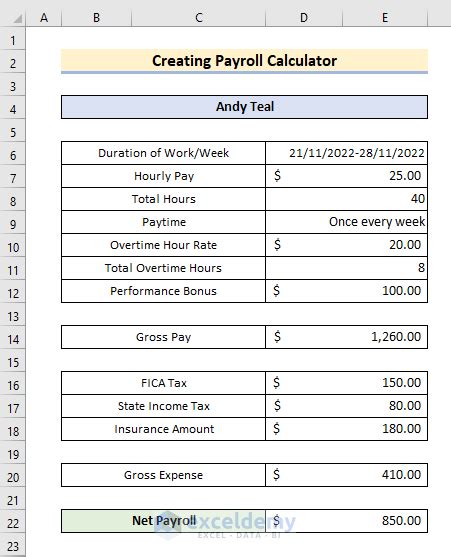 How To Create Payroll Calculator In Excel With Easy Steps