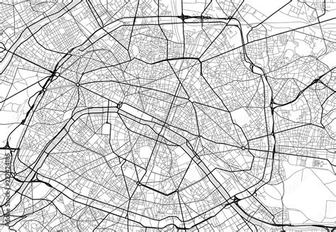 Vector city map of Paris in black and white Stock Vector | Adobe Stock