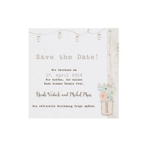 Save The Date Karte Im Vintage Look Mit Pastellfarbenem Aufdruck