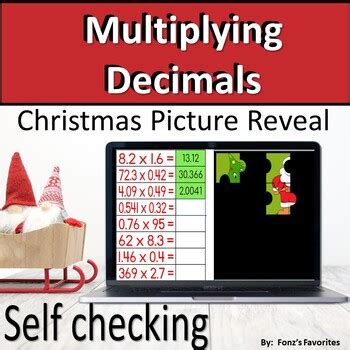 Multiplying Decimals Christmas Picture Reveal Digital Activity