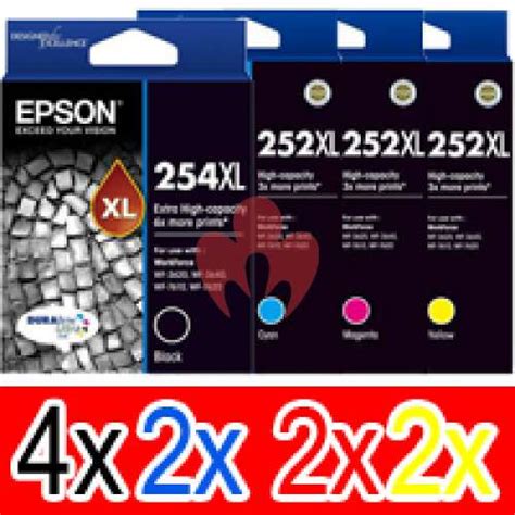 Epson 254xl And 252xl Ink Cartridge Set X 10 Pack 4bk2c2m2y Genuine Ink Cartridges Hot Toner