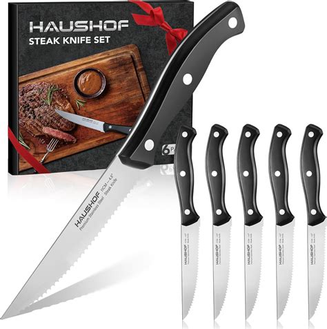 Amazon HAUSHOF Steak Knives Set Of 6 Premium Stainless Steel