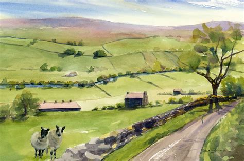 English Countryside Print Of Watercolor Painting Yorkshire Etsy