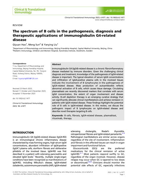 Pdf The Spectrum Of B Cells In The Pathogenesis Diagnosis And