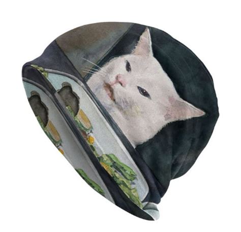 Woman Yelling at Cat Eating Salad Meme Beanie Skull Cap - Etsy