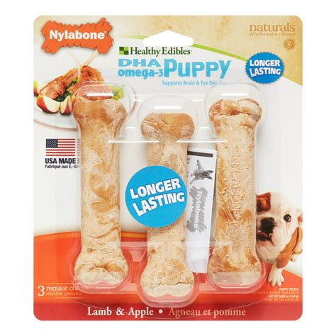 Nylabone Healthy Edibles Puppy Chews Lamb And Apples 3 Chewables