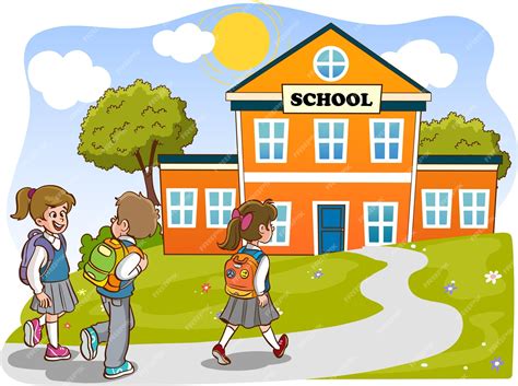 Premium Vector Children Going To School Vector Illustration