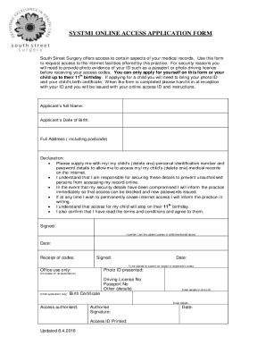 Fillable Online SYSTM1 ONLINE ACCESS APPLICATION FORM Fax Email Print