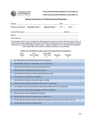 Fillable Online Www20 Csueastbay Student Evaluation Of Field