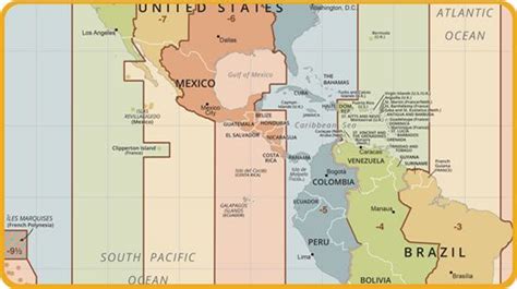 Central America Time Zone Map