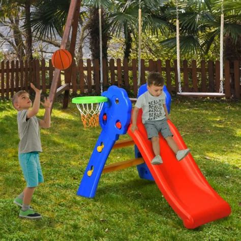 Toboggan Pour Enfants Rabattant Glisser Goulotte Avec Panier De Basket