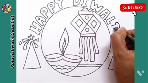 Diwali greeting card/diya drawing/lantern drawing/easy &simple Diwali ...