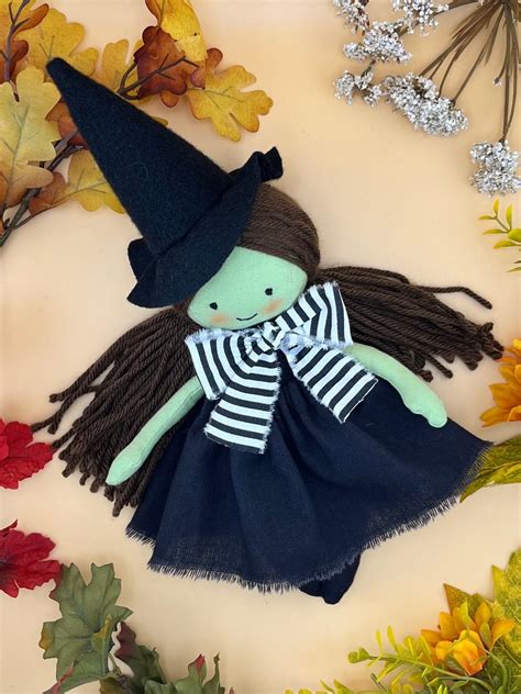 Mini Witch Rag Doll Plushy Handmade Doll Rag Doll Textile Doll