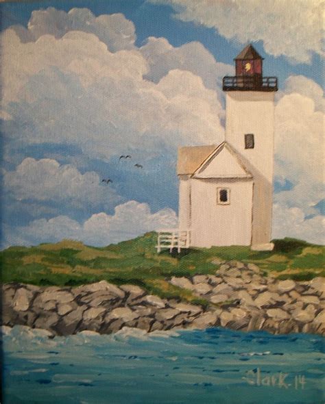 Maine Lighthouse | Painting, Maine lighthouses, Acrylic painting