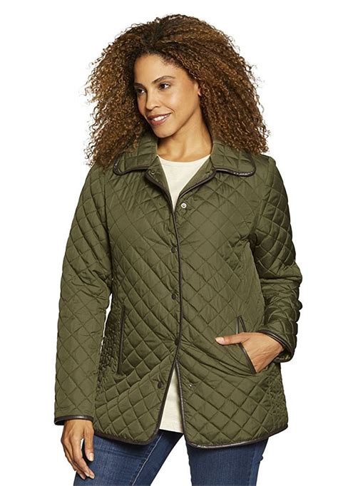 Womens Plus Size Light Quilted Snap Front Jacket At Amazon Womens Coats Shop Plus Size