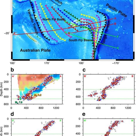 (a) Tectonic setting in the Tonga‐Fiji region. Tonga Trench and Vanuatu ...