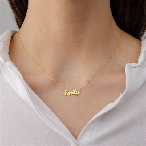 Dainty Name Necklace Custom Nameplate Necklace 14k Solid Etsy