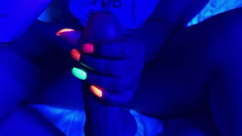 Black Light Glowing Nails Handjob