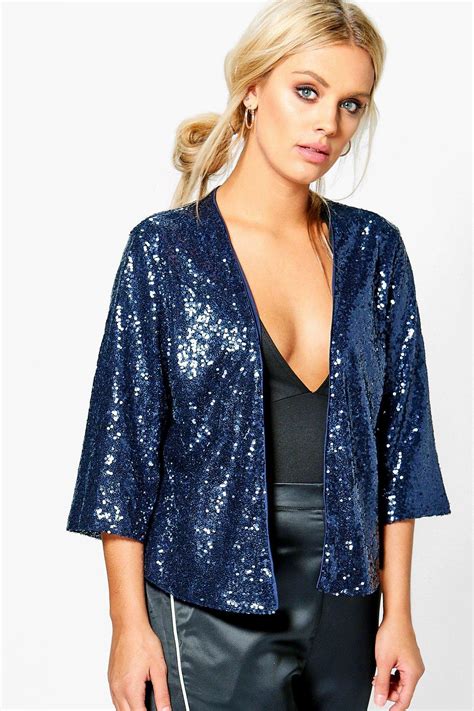 Boohoo Womens Plus Kara Sequin Kimono Jacket Ebay