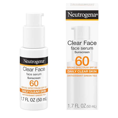 Neutrogena Clear Face Serum Sunscreen With Green Tea Broad Spectrum Spf 60 Non