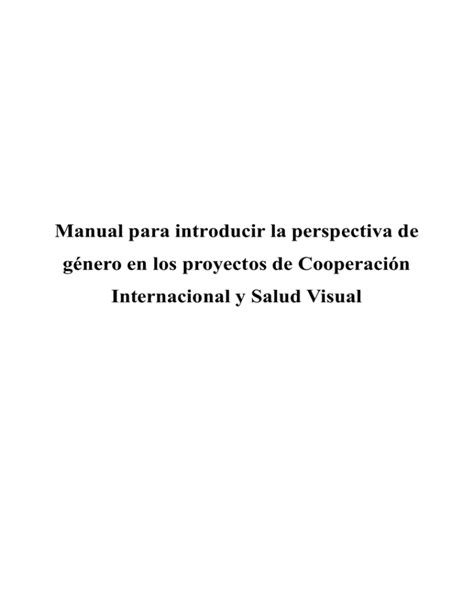 La Cooperaci N Internacional Y El G Nero