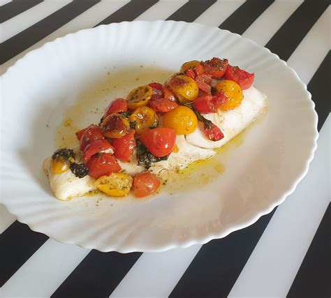 Merluzzo Alla Mediterranea Light Al Forno Con Pomodorini Bruschetta