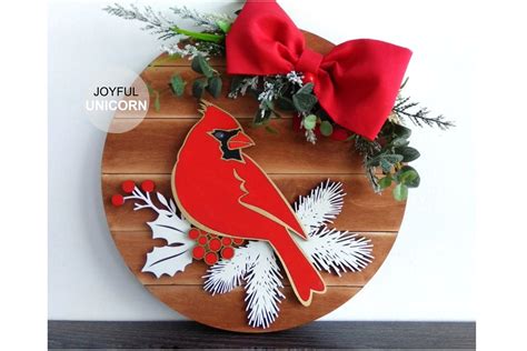 Cardinal Christmas Door Hanger Svg File Graphic By Joyfulunicorn