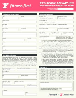 Fillable Online Exclusive Amway Ibo Membership Application Form Amway