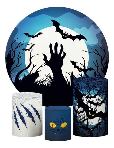 Trio Capas Cilindro Halloween P M G Painel Sublimado Frete Gr Tis