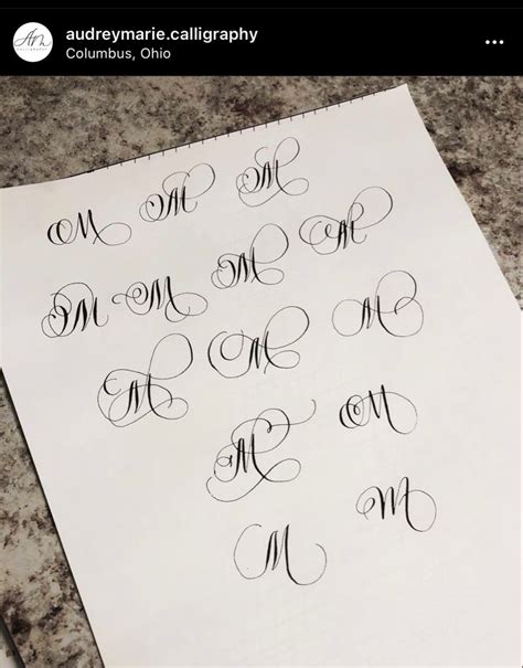 How to write cursive calligraphy letter m in different style rua sign ...