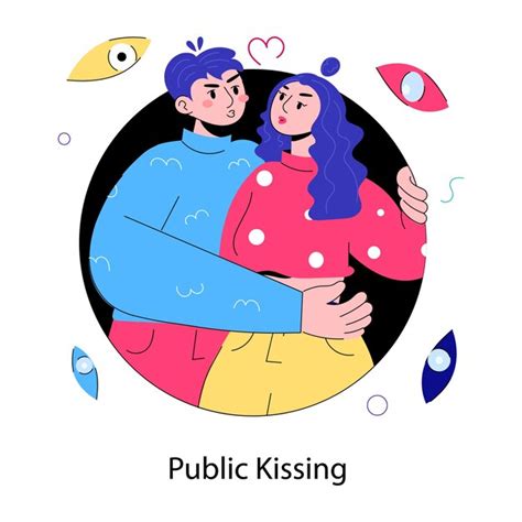 Premium Vector Couple Doing Public Kissing Doodle Mini Illustration